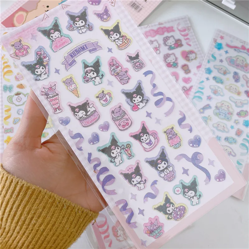 Sanrio Japanese Goo Card Decoration Hand Ledger Decoration Sticker Kuromi Melody DIY Material Toy Kawaii Gift