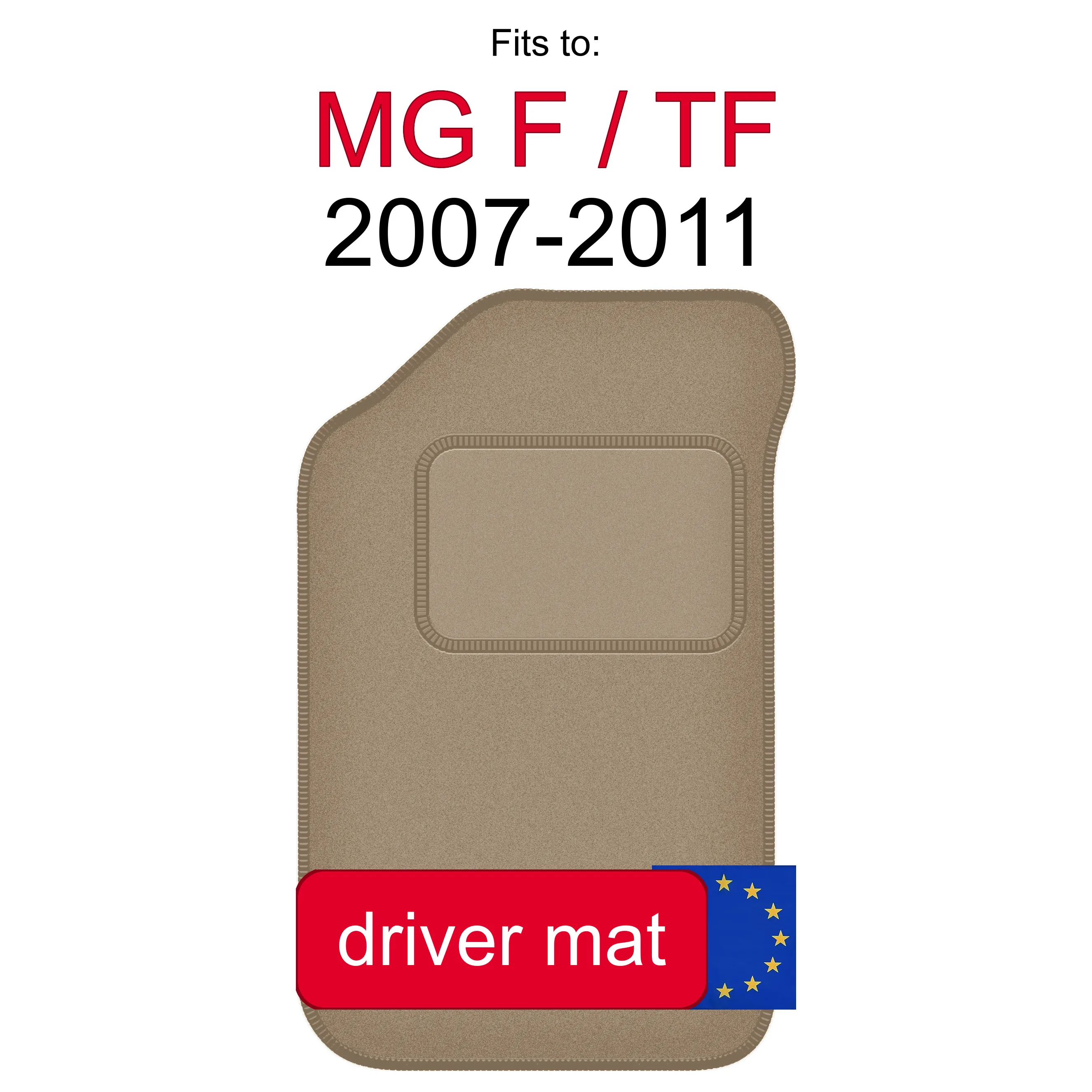 Velour tapijt voor de bestuurdersplaats voor MG F / TF coupé, cabriolet (1995-2005) -beige, passend (1 stuk)