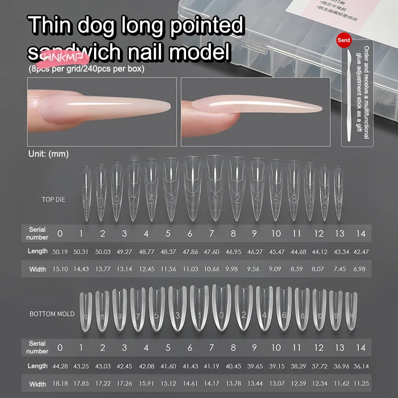 

240Pcs Dual Nail Form Mold Set Reusable Clear Full Cover Sandwich Nail Art Extensions Shaping Tool for Coffin & Almond Nails