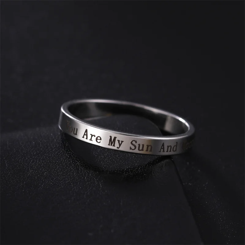 Simple Letter Rings for Women Men Fashion Word You Are My Sunshine Couple Ring Silver Color Finger Rings Party Jewelry Gifts