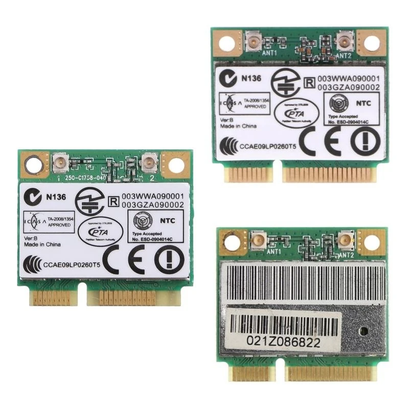 F68C Atheros AR9285 AR5B95 150Mbps WiFi Wireless Half Mini PCI-E Card 802.11 b/g/n for Window XP 7 8 10 32 64