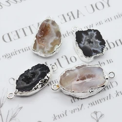 Natural Stone Druzy Agate Connector Pendants Charms for Jewelry Making DIY Bracelet Agate Necklace Pendants Jewelry Accessories