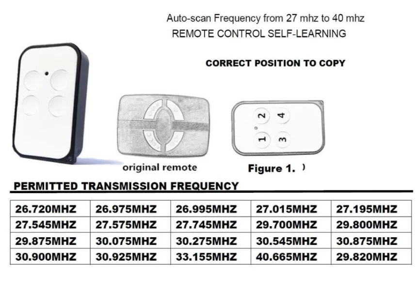 27MHz 40MHz Fixed Code Remote Duplicator For Gate Garage Door Low Frequency Remote Control 27~40 MHz