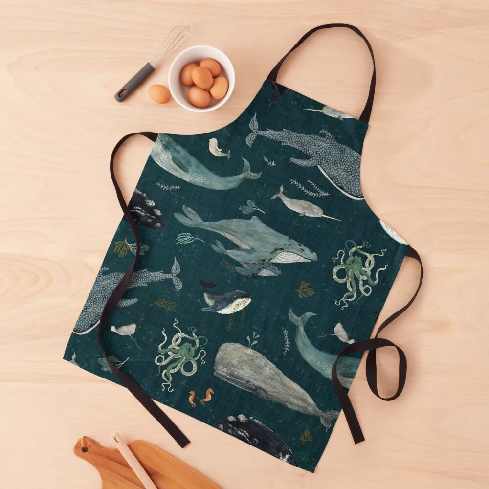 

Deep Sea - midnight Apron For Hairdresser Funny Kitchens Accessories Women Kitchen Apron