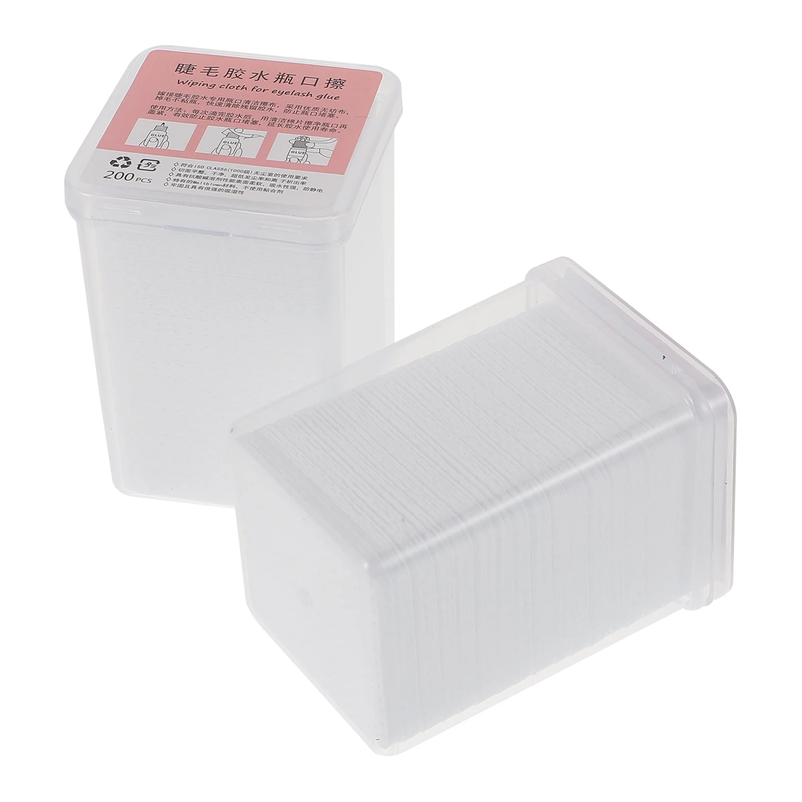 

2Pcs Eyelash Glue Cleaning Pads Premium Non-Woven Fabric 5x5cm Salon Glue Bottle Residue Remover Wiping Sheets