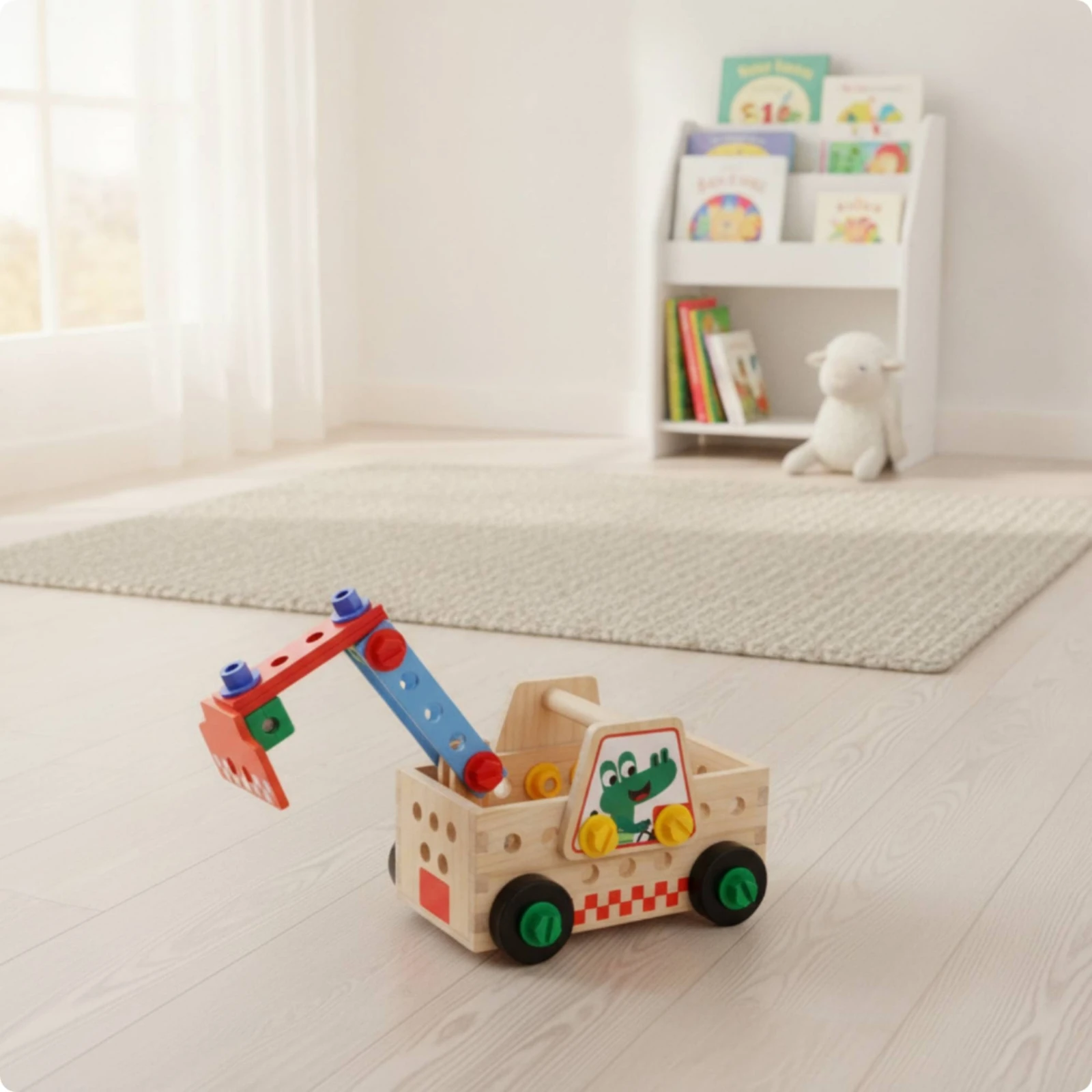 Toy Truck with Crane Educational Assembly Toy Truck Construction Vehicles Fine-Motor Vehicle Colorful for Children, Playroom