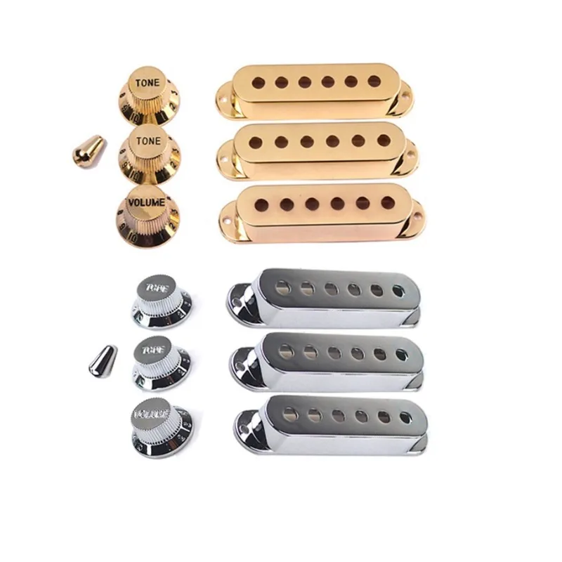 

Electric Guitar Pickup Cover 48 50 52mm Gold Silvery Shell Knob Hat 2T+1V Switch Hat Set