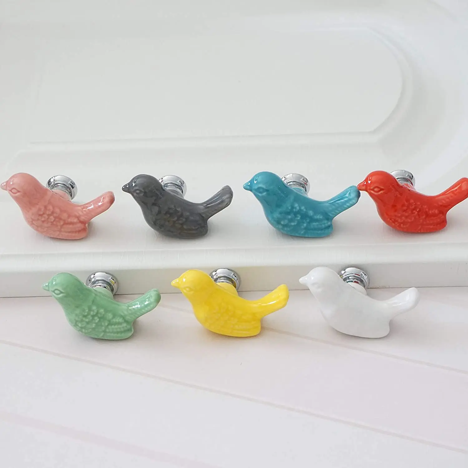 MFYS Cute Bird Shape Ceramic Handles for Furniture Various Colors Cabinet Pulls Home Decor Handle for Children\'s Room Kids Knobs