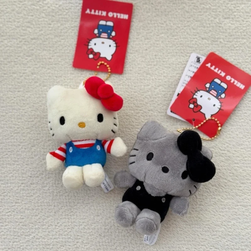 Nieuwe Cartoon Hello Kitty Carbon Zwarte Pluche Pop Sleutelhanger Pp Katoen Gevulde Pop Kawaii Paar Schooltas Hanger Decoratie Gift
