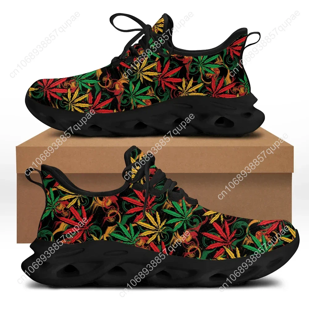 Jamacia Flag Print Weed Leaves Flats Sneakers Shoes Mens Womens Sports Shoes Fashion High Quality DIY Sneaker Custom Made Shoe 3