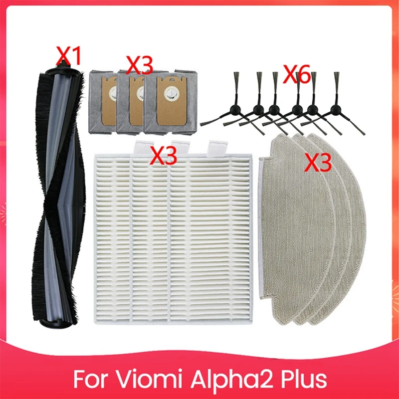 

16PCS Brush Mop Cloth And Filter Kit For Viomi Alpha2 Plus Robot Vacuum Cleaner Accessories Replacement Parts