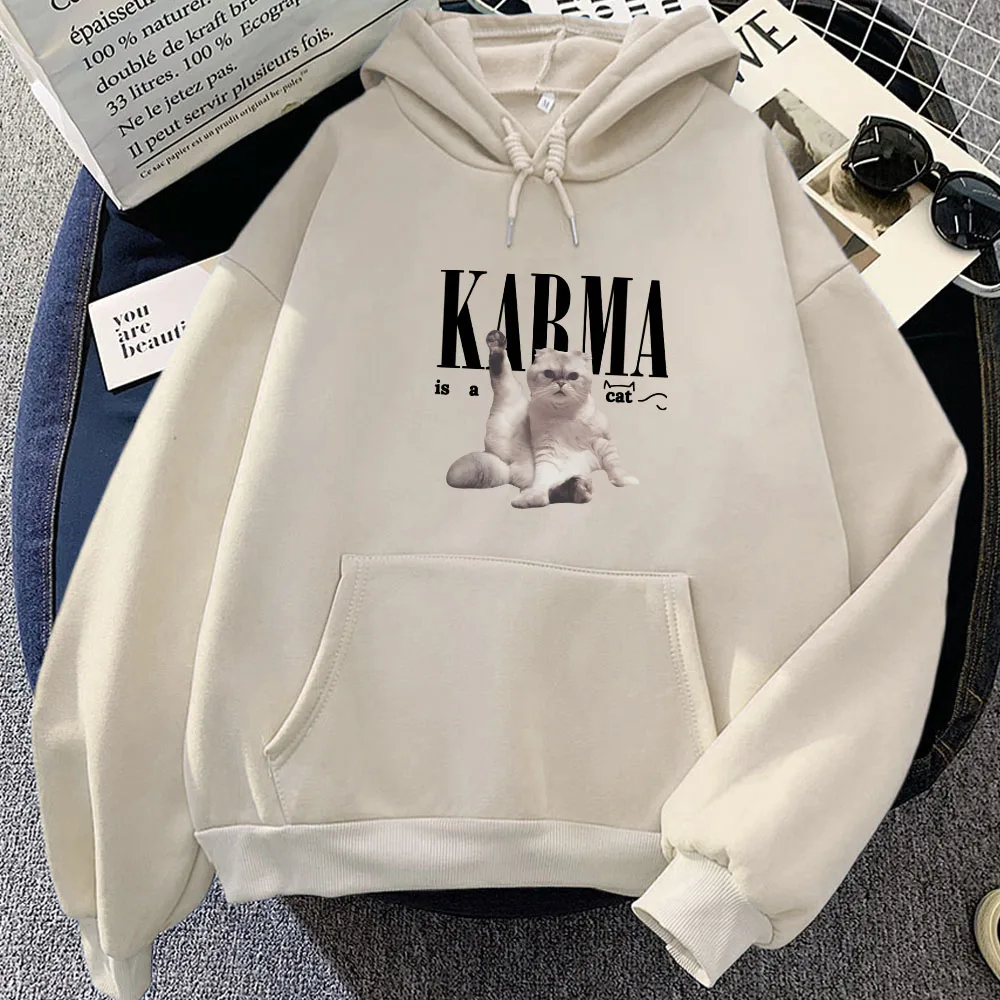 Die Eras Tour Karma Ist Eine Katze Brief Druck Hoodies Frauen Alle-Spiel Mode Hoody Hip Hop Tops Fleece streetwear Kleidung Custom