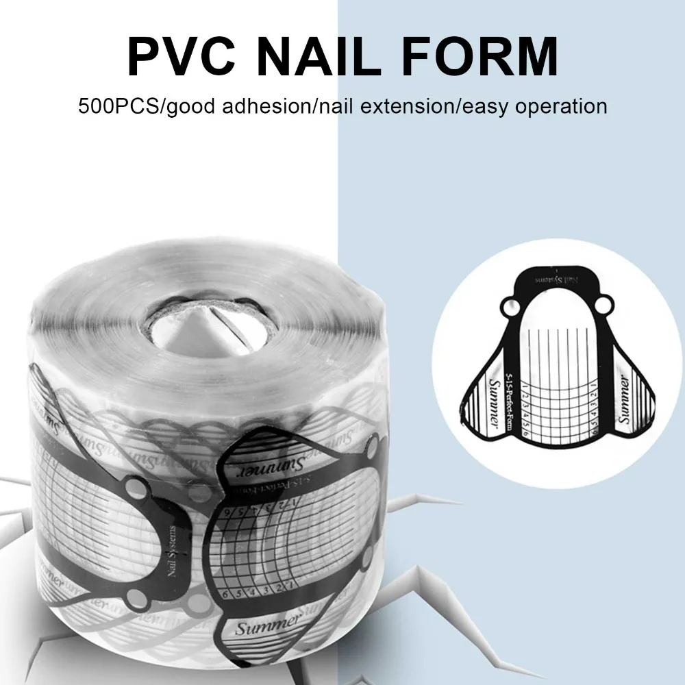 500Pcs Self-Adhesive Self-Adhesive PVC Nail Extension Forms Length Guide Grid UV Gel & Acrylic Nail Sculpting Guide Stickers