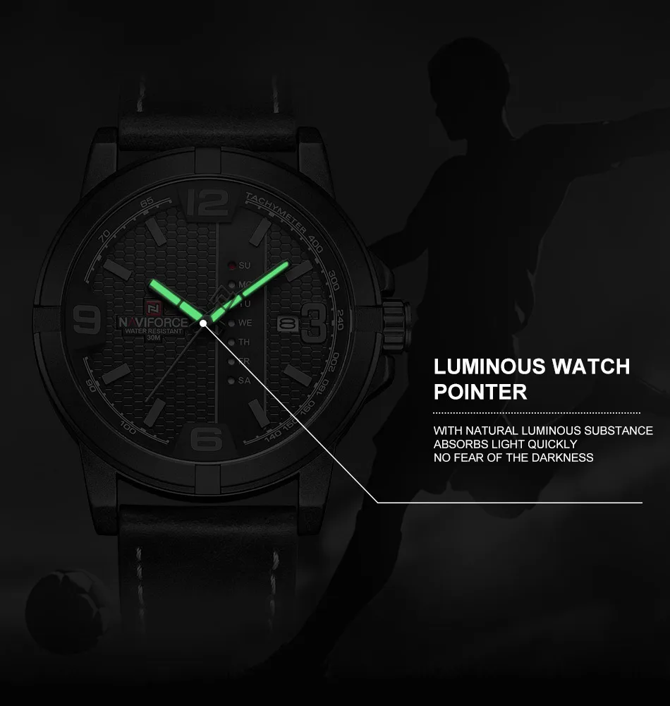 NAVIFORCE Watches for Men Top Luxury Brand Casual Quartz Watch Mens Leather Waterproof Wristwatch Male Clock Relogio Masculino