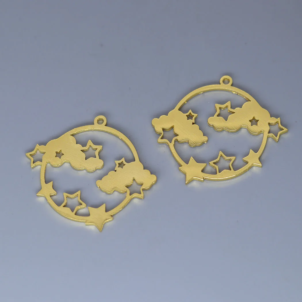 5pcs/lot Sequin Cloud Stars Charm Pendants Making DIY Stainless Steel Handmade Finding Jewelry