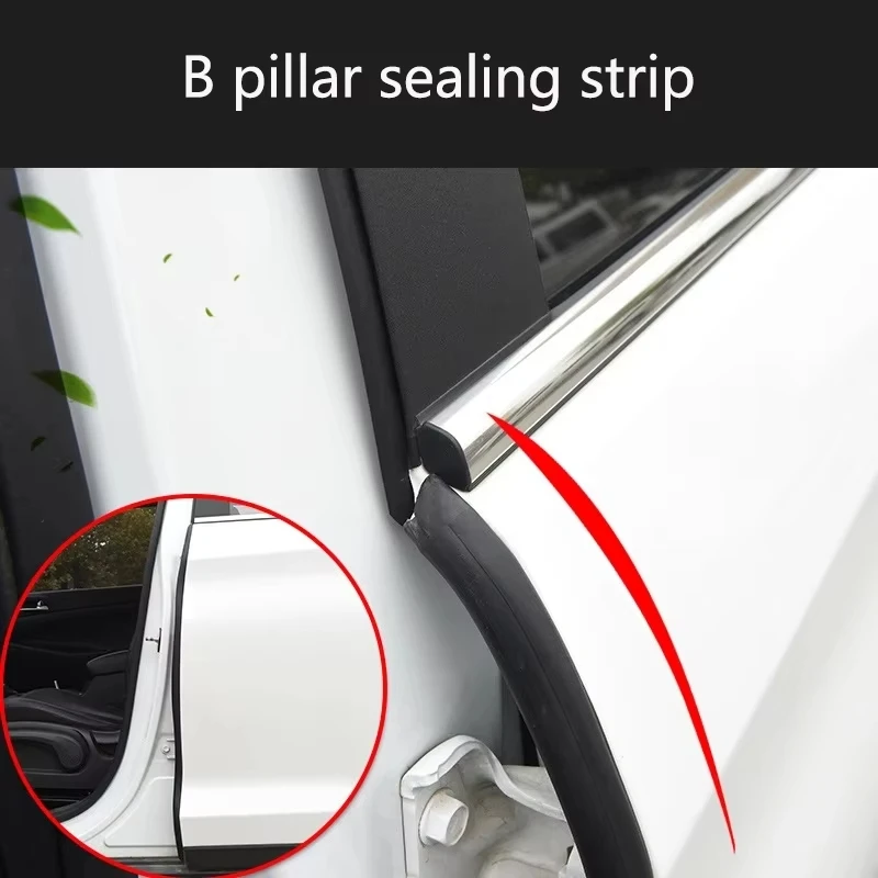 Car Door Sealing Strips Rubber Trim for B Pillar Gap Cover Universal Noise Reducer Suitable for Auto Door Edge With Steel Bar