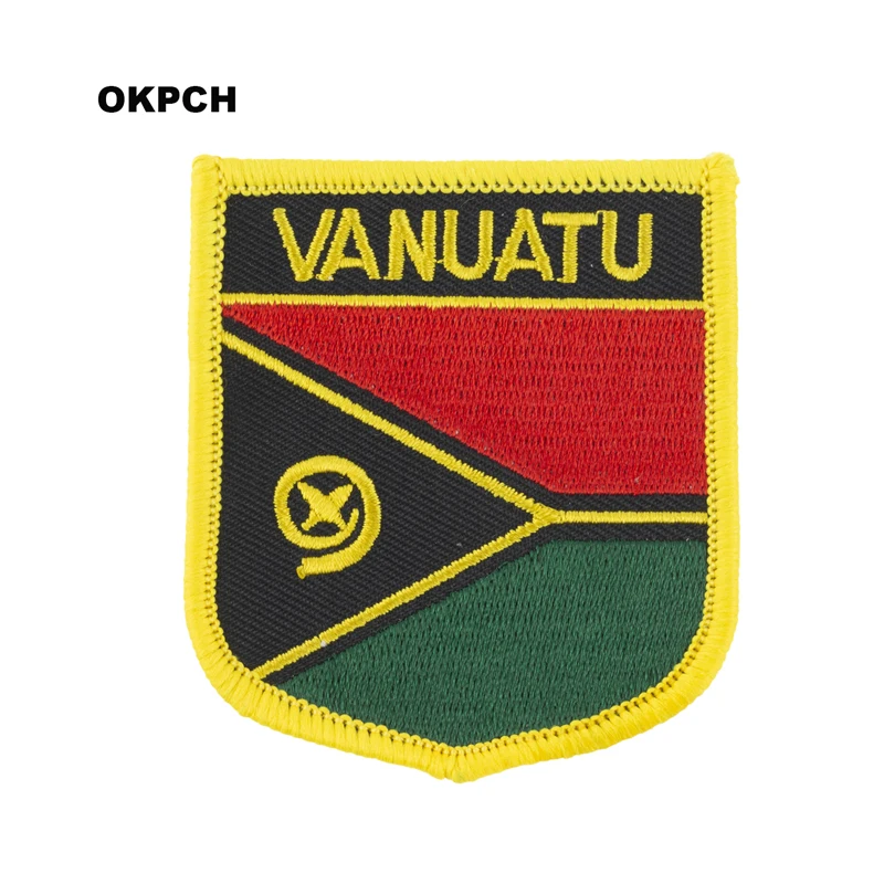 Vanuatu Flag Shield Shape Iron on Embroidery Patches Saw on Transfer Patches Sewing Applications for Clothes Back Pac