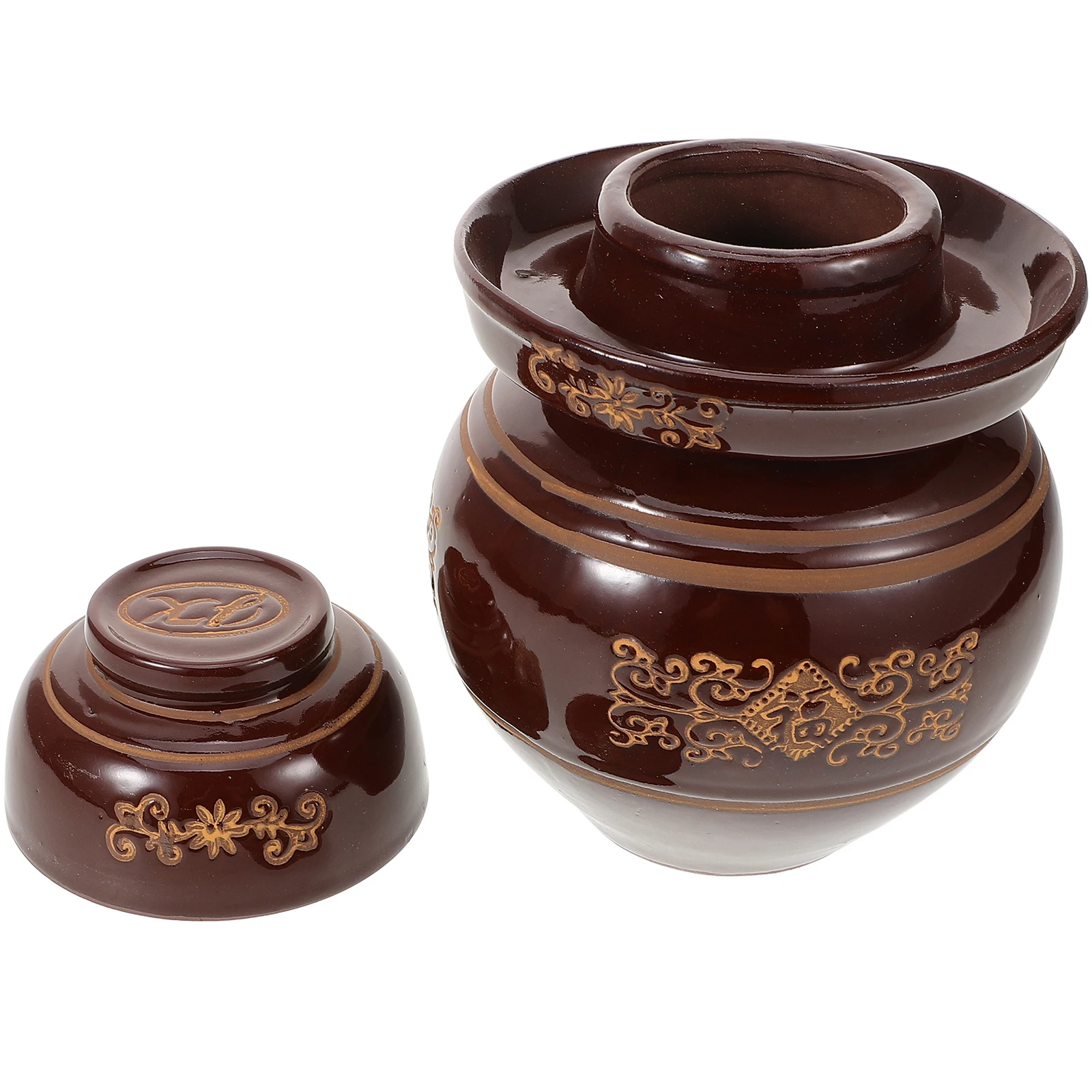 

1Set Sichuan Pickle Jar Traditional Clay Pickle Jar for Fermented Vegetables Sealed Earthenware Household Storage Kimchi Can