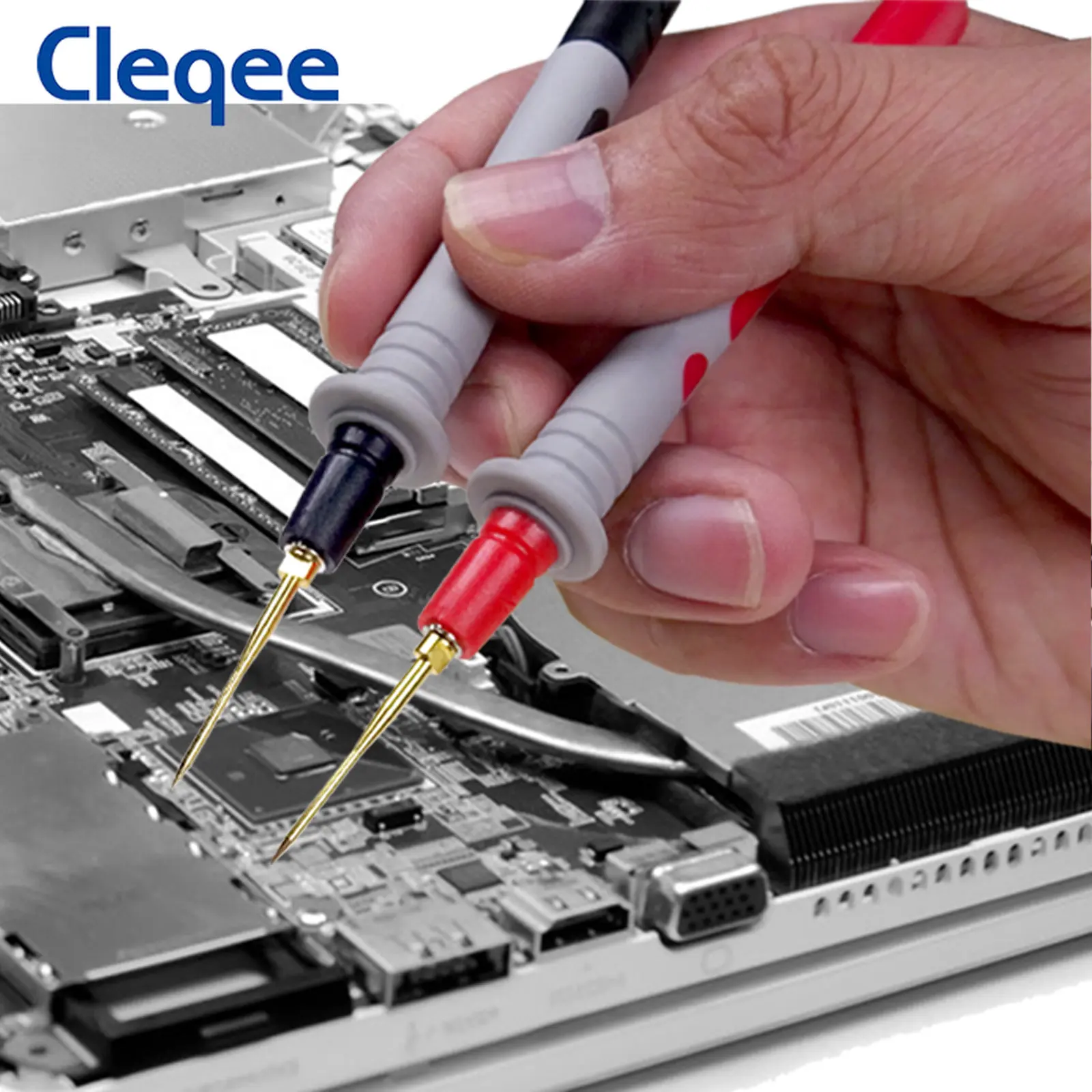 Cleqee P1503 12 IN 1 Multimeter Test Leads Kit 4mm Banana Plug with 8PCS Replaceable 1mm/2mm Needle Probes 120cm Cable 1000V 10A