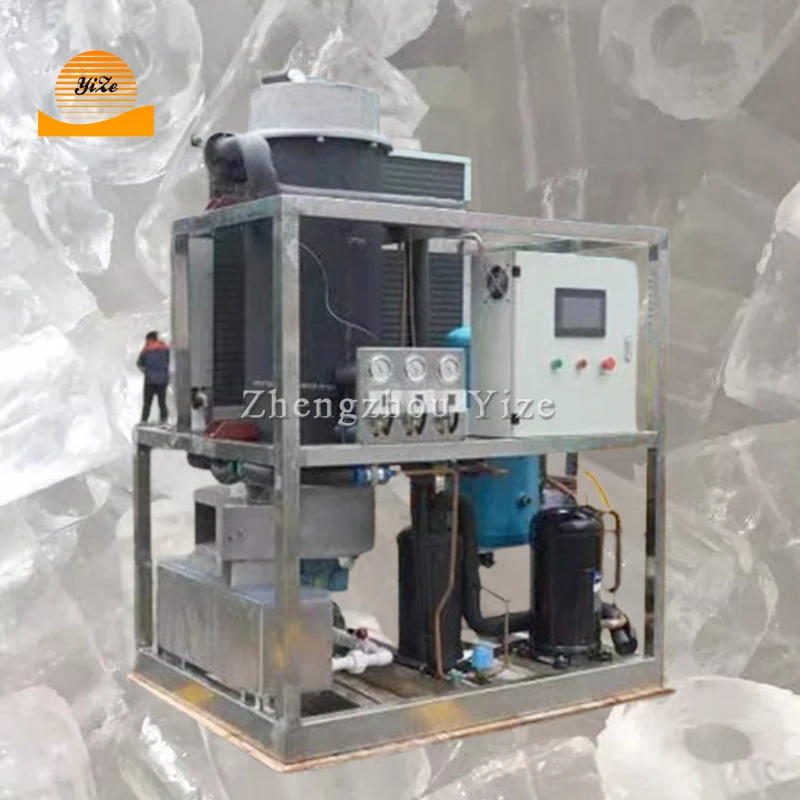 High Efficiency Direct Cooling Block Edible Cube Air Water Cooling Tube Ice Machine for Ice Plant