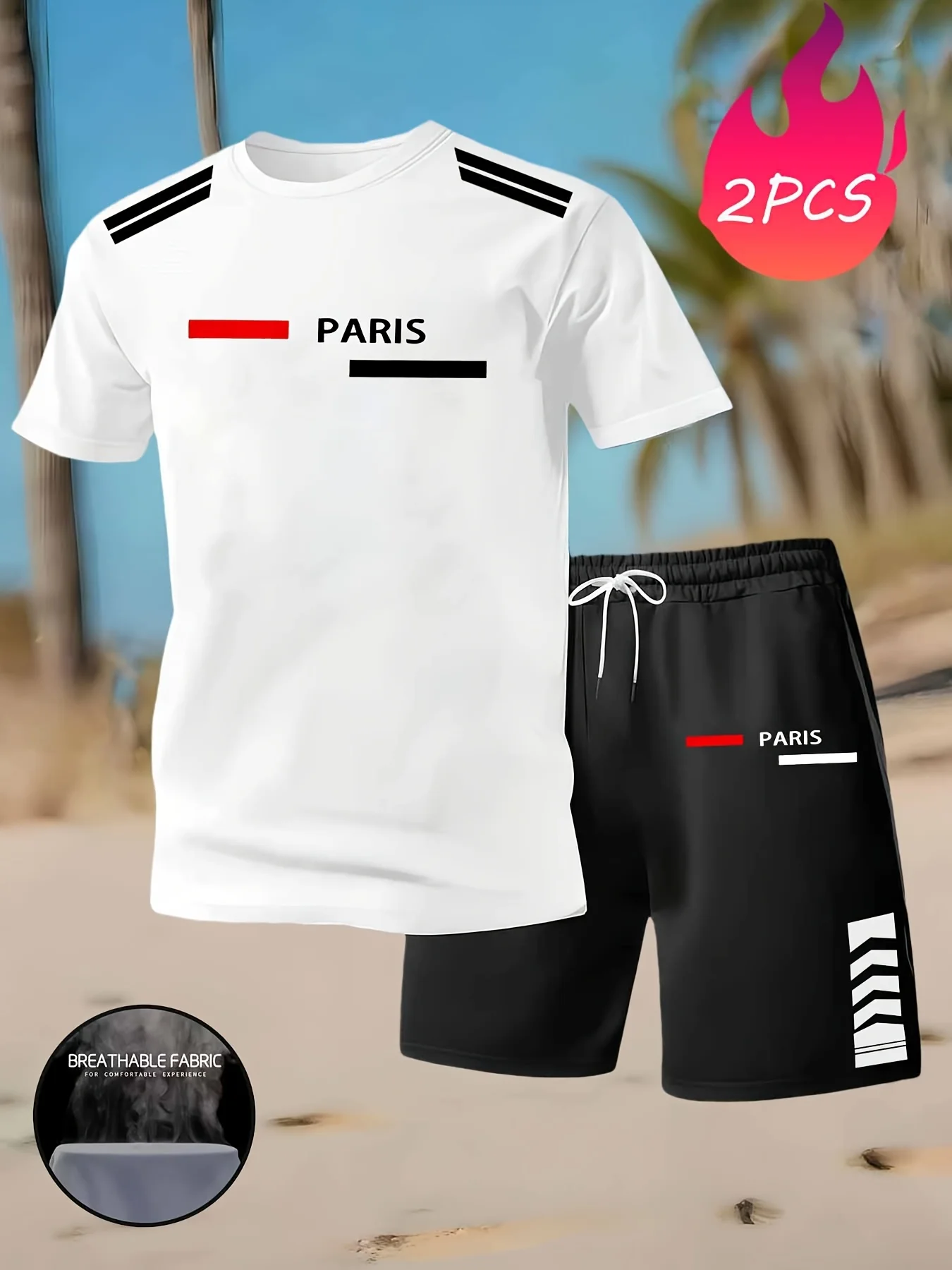 2026 Hot Sale Men's Short-sleeved 3d T-Shirt Set - Polo Shirt with Shorts Set Two-piece Casual and Fashionable Sports Outfit