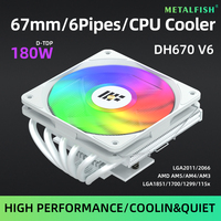 METALFISH DH670 Low Profile CPU Cooler 6 Heatpipes 67mm Height ITX CPU Radiator 120mm PWM Fan For LGA 1700 1200 2011 AM4 AM5