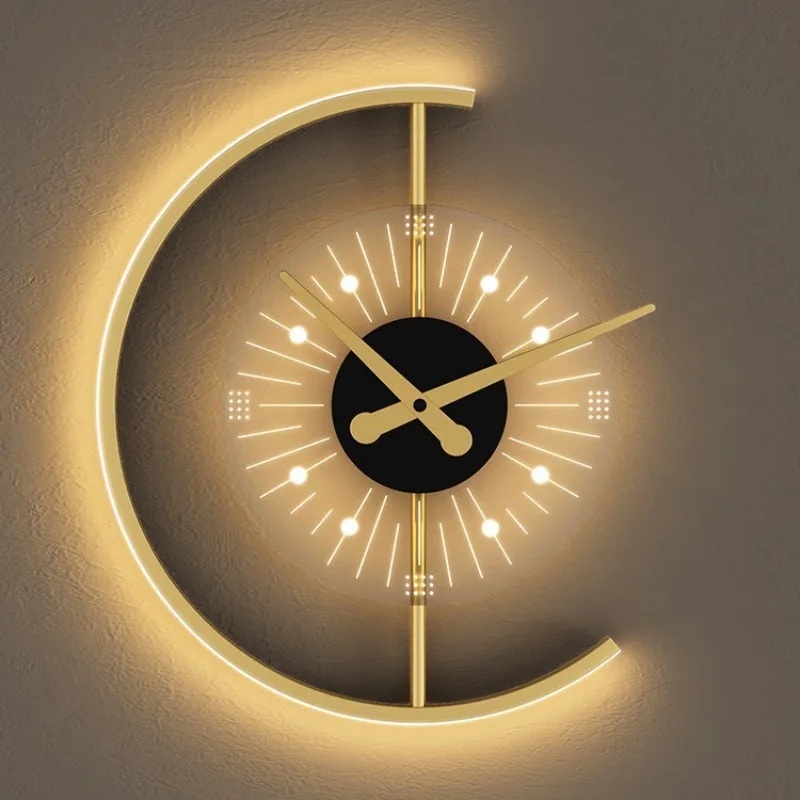 

clock wall lamp, bedroom bedside, background wall lamp, scientific and technological modeling, decorative charging free wiring