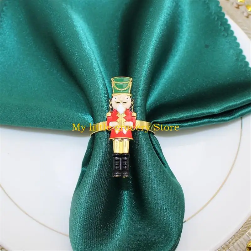 

D5BD Festival Alloy Metal Napkin Holders Nutcrackers Design Holiday Table Setting Accessories