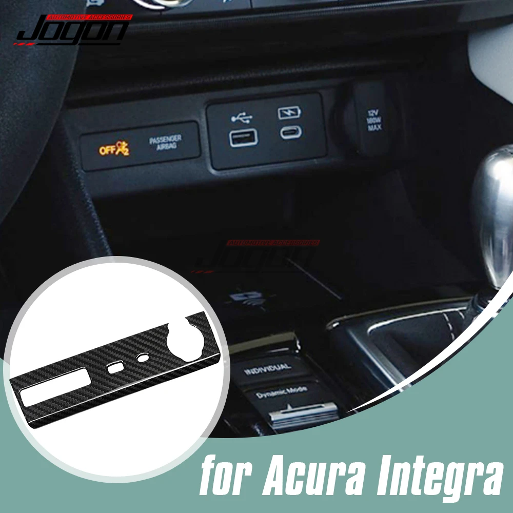 Carbon Car Control Fast Charger USB Type-C Port Cover Trim Accessories For Acura Integra A-Spec Type S 2022-2025 Accessories