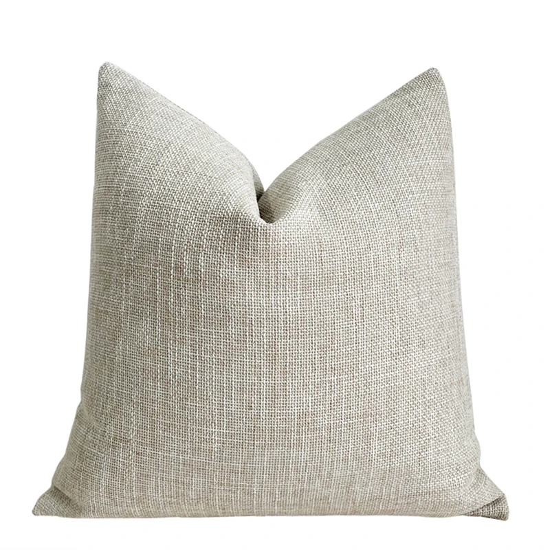 Modern Hopsack Beige Woven Sofa Pillow Case Decorative Textured 45x45cm Hotel Home Cushion Cover 1 Pc Pack