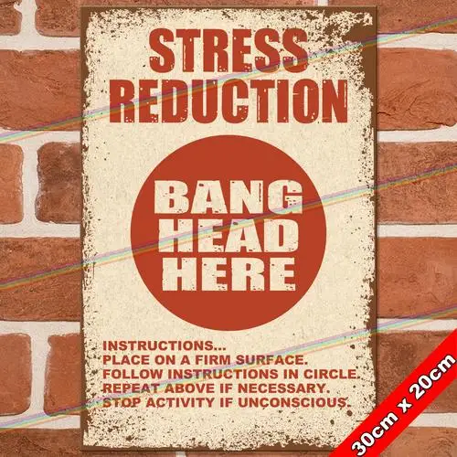 STRESS REDUCTION 30cm Metal Signs Mancave Pub Bar Garage Funny Shed Tin Sign UK --Tin Sign