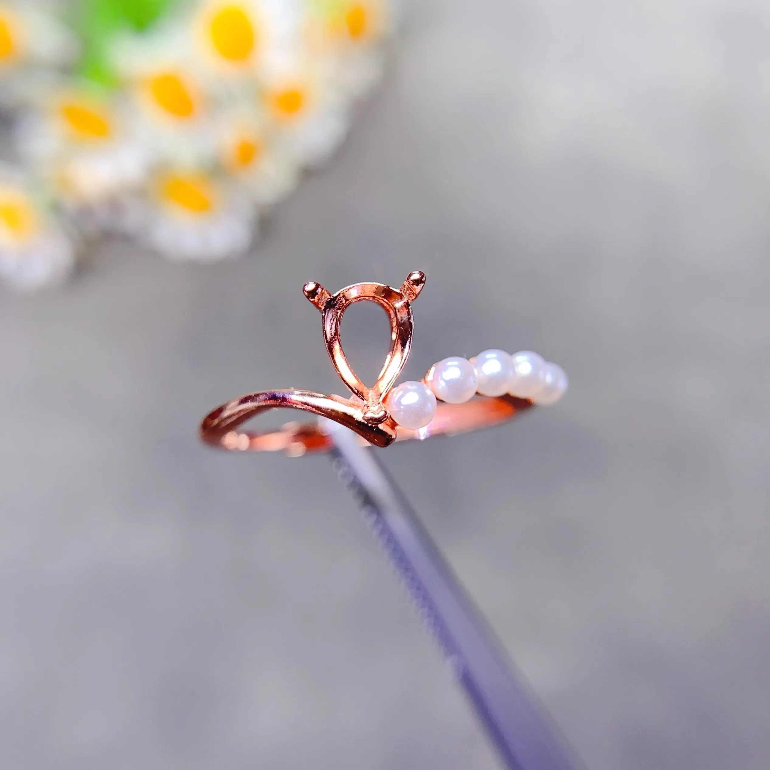 L 5*7mm Waterdrop Shaped Stone Settings S925 Sterling Silver DIY Ring Fine Weddings Design Light Charm Luxury Zircon for Woman