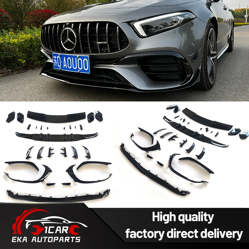 

Для BENZ A Class A45 AMG W177 Antecedent Style bodykit Kit faceelif Передняя губа Заднее крыло Заднее крыло 2019- Pp с черной краской