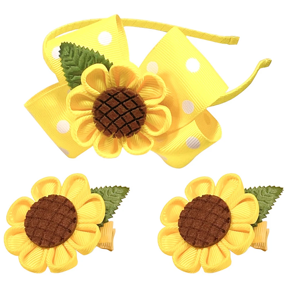 

1 set Sunflower Sunflower Hair Accessories Headb Set Girls Flower Flower Headb Hairb Headb Clip Baby Photography Props