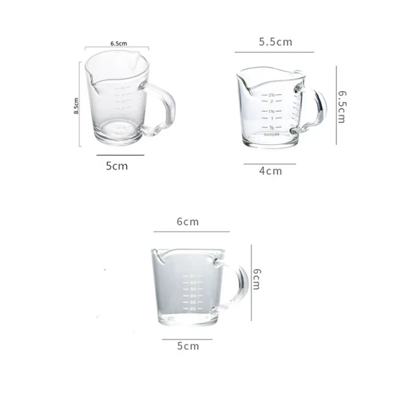 70/150ML Measuring Glass Cup with Double-end Espresso Milk Latte Jug Coffee Measure Mug Kitchen Drinkware for Cafe Shop Home-use