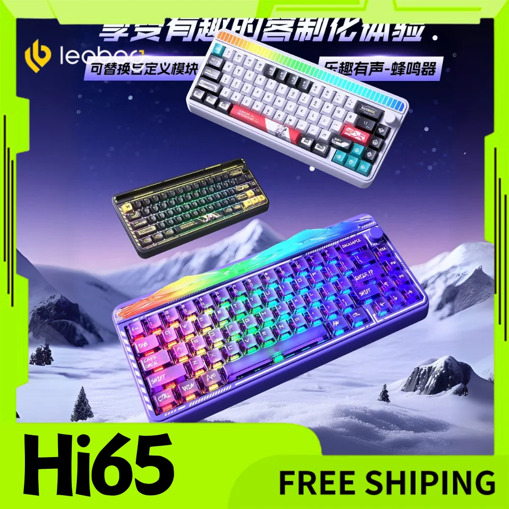 

Новая клавиатура Leobog Hi65, 3 режима, беспроводная механическая клавиатура, прокладка 4000 мАч, лампа звукоснимателя, горячая замена, пользовательские игровые клавиатуры