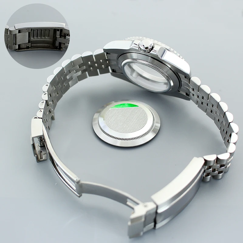 40mm Nh35 Watch Case Sapphire For NH35 NH36 NH34 8215 2824 Movt GMT Watch Parts Jubile Bracelet Slide Buckle Black Purple Bezel image 6