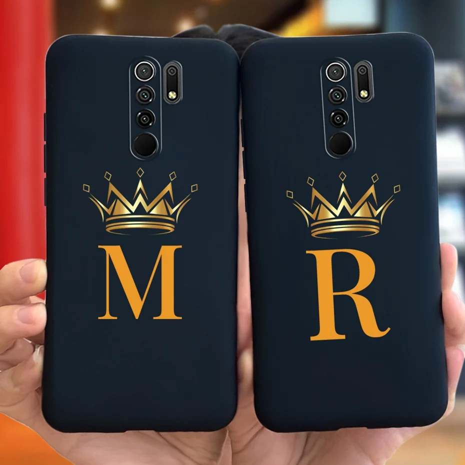 Silicone Case For Xiaomi Redmi 9 Luxury Flower Crown Letter Phone Cases For Xiaomi Redmi 9 Prime Soft TPU Cover Redmi9 Coque