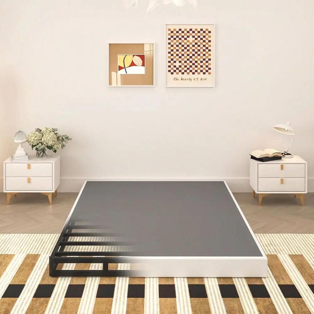 Inch Box Spring For Queen Bed, Heavy Duty Metal Mattress Foundation, 3000 Lbs Capacity, Low Profile, NoiseFree, Easy Assembly W