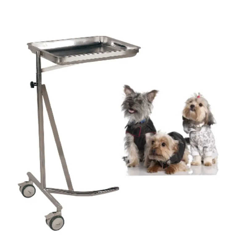 Aeolus Vet Hospital swivel castors rounded corners and edges deep-drawn table top stability stainless steel Mayo Cart