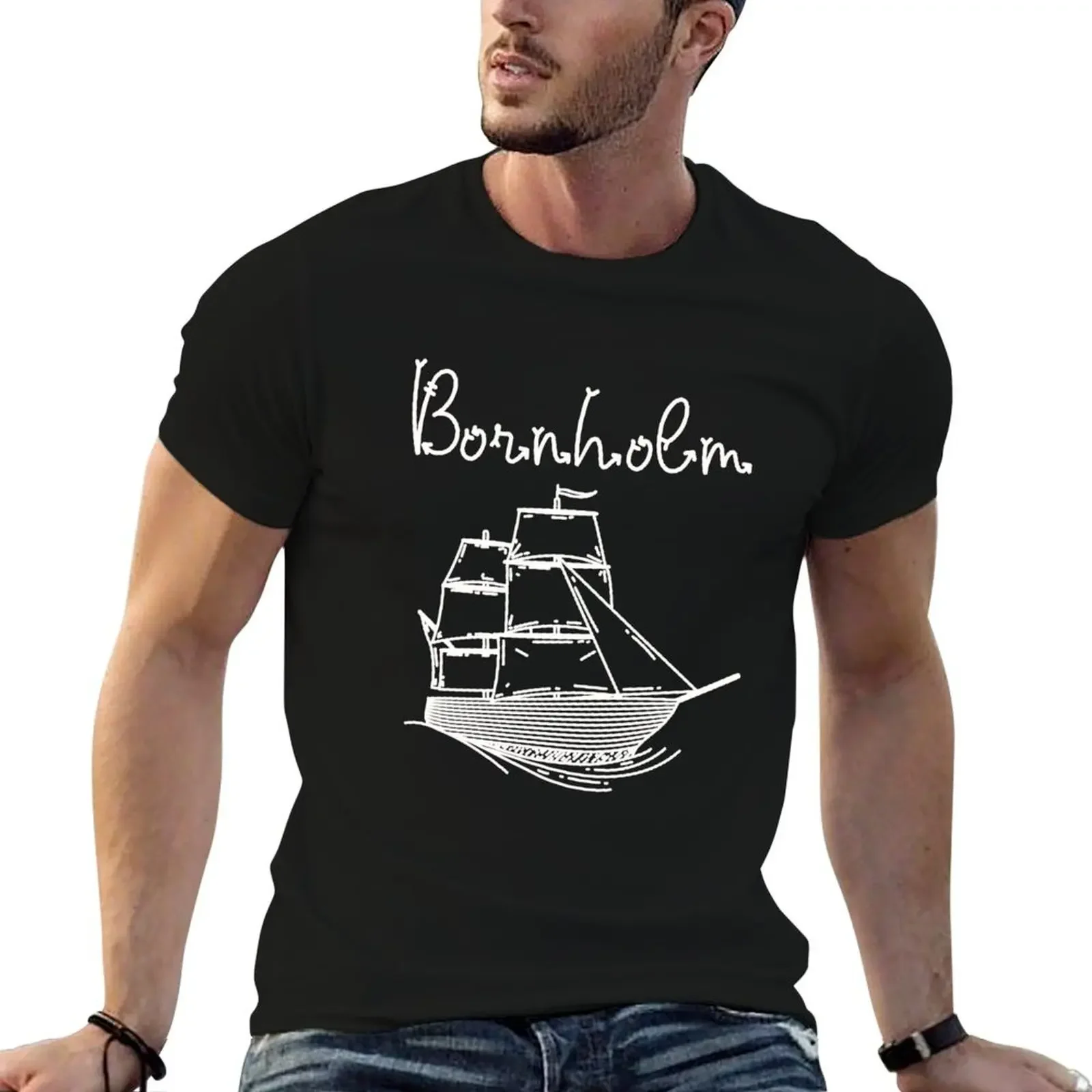 Bornholm Baltic Sea island vacation with sailing ship T-Shirt blacks custom shirt summer clothes street wear men workout shirt