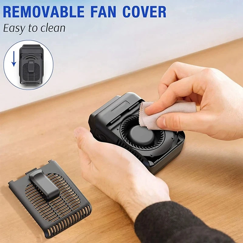 Ventilador con Clip de cintura recargable de 8000Ma, ventilador de cuello, ventilador de trabajo deportivo portátil para exteriores, salida de aire ajustable de poco ruido