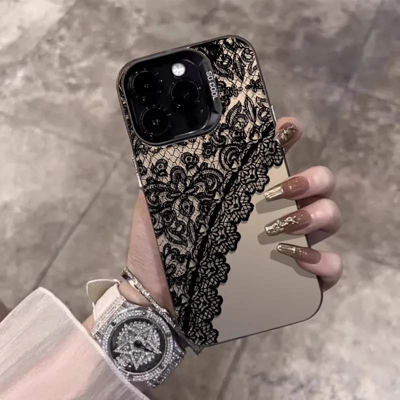 

Lace pattern Matte Phone Case for iPhone X XS XR 7 8 Plus 16 15 14 13 12 Pro 16 15 14 13 12 11 Pro Max 16e Fall prevention case
