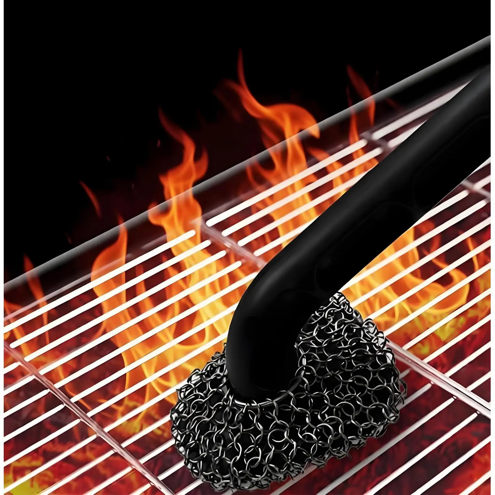 BBQ Cleaner Brush Stainless Steel Long Handle Scrub Pad Professional Grill Cleaning Tool for Outdoor Kitchen Barbecue Kit