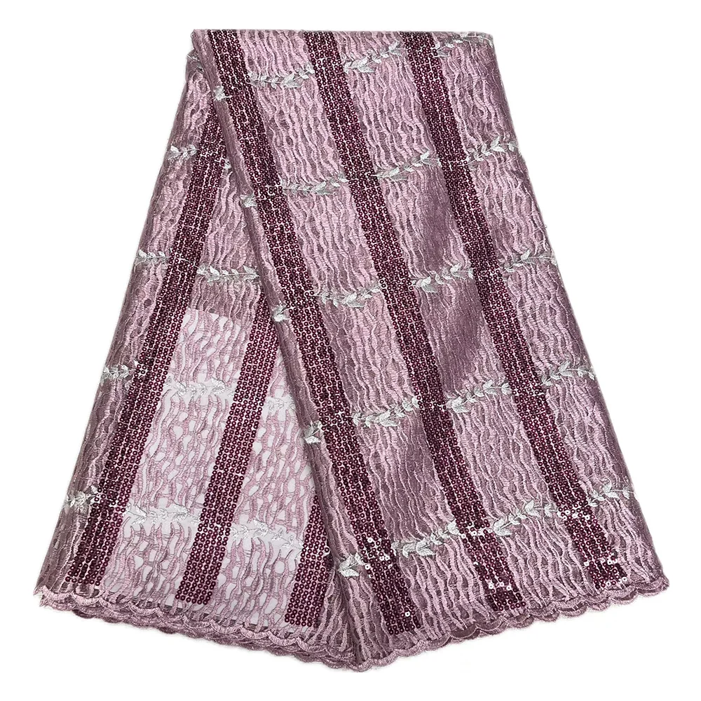 2025 Sequins Mesh Lace Fabric High Quality Nigerian 5 Yards Hot Sale Wedding Dresses Sewing Sequined Guipure Mesh Lace Fabrics