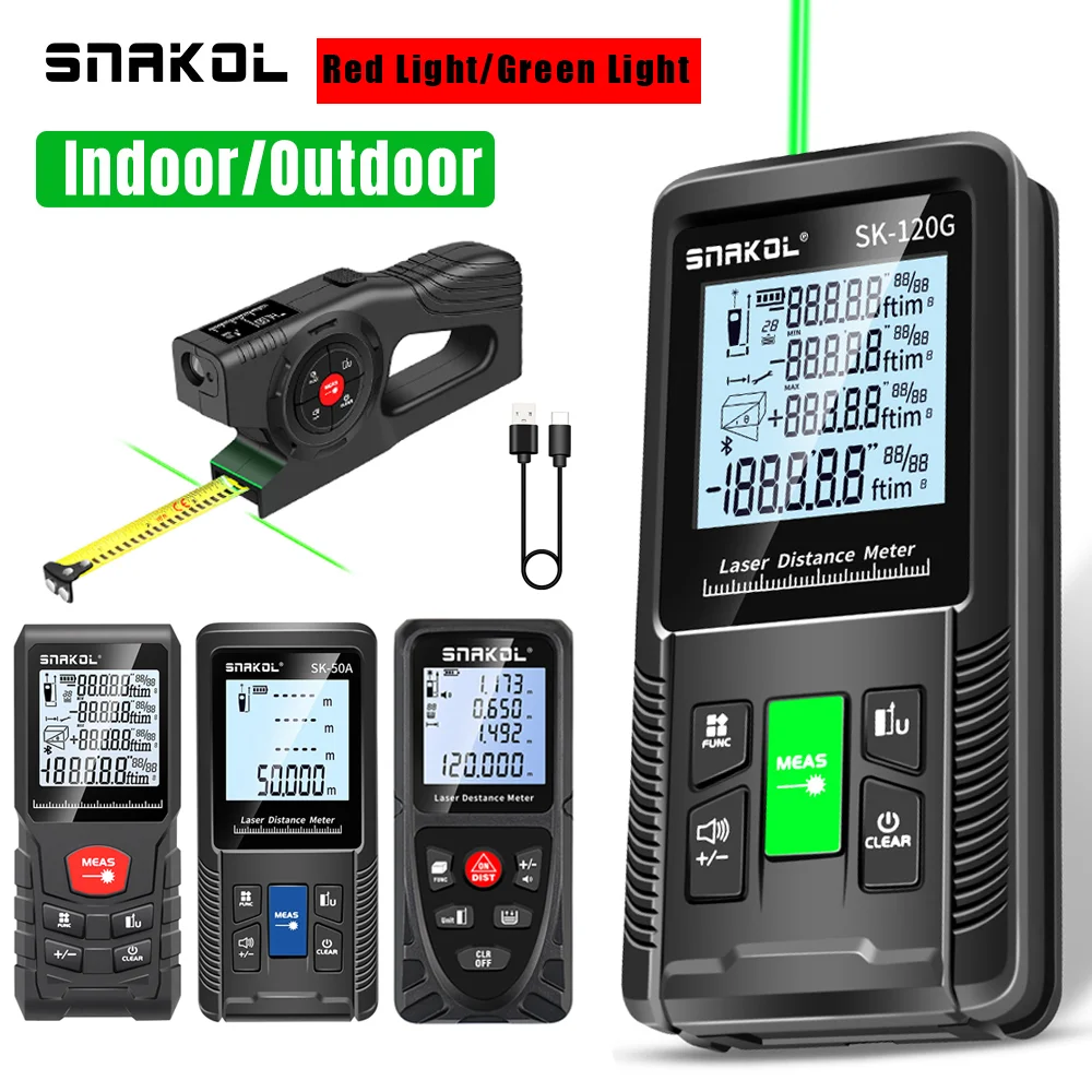 Snakol Laser Distance Meter 40m 50m 70m 100m 120m Rangefinder Digital Range Finder Trena Roulette Ruler Distance Measuring Tape