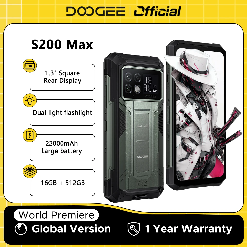 DOOGEE S200 Max Rugged Phone 16GB 512GB 22000mAh Battery 66W 1.32