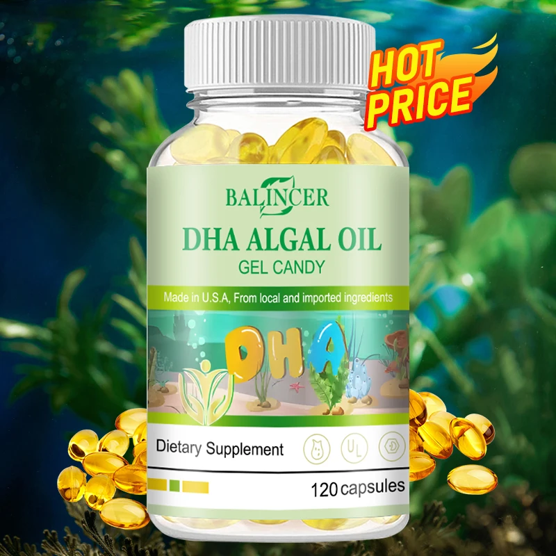 DHA Algal Oil Capsules - , Vegan, Non-GMO, Brain & Memory Vision Support Supplement