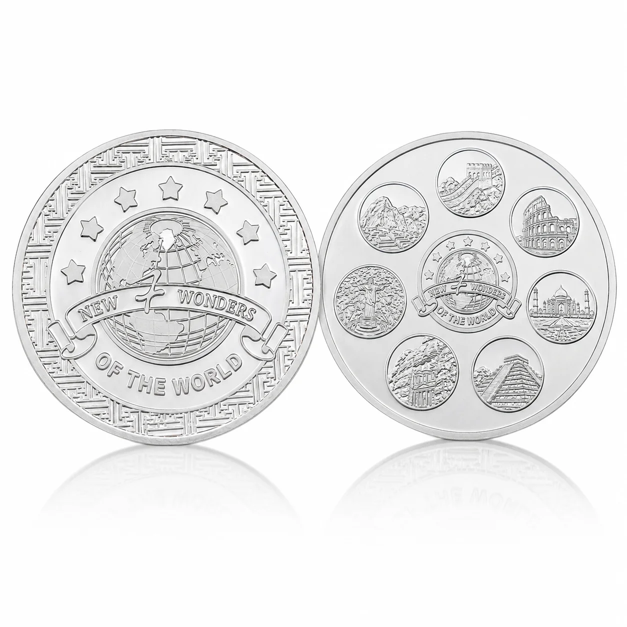 7 Wonders of the World Commemorative Coin Gold Color Famous Landmarks Collectible Medal Travel Souvenir Gift