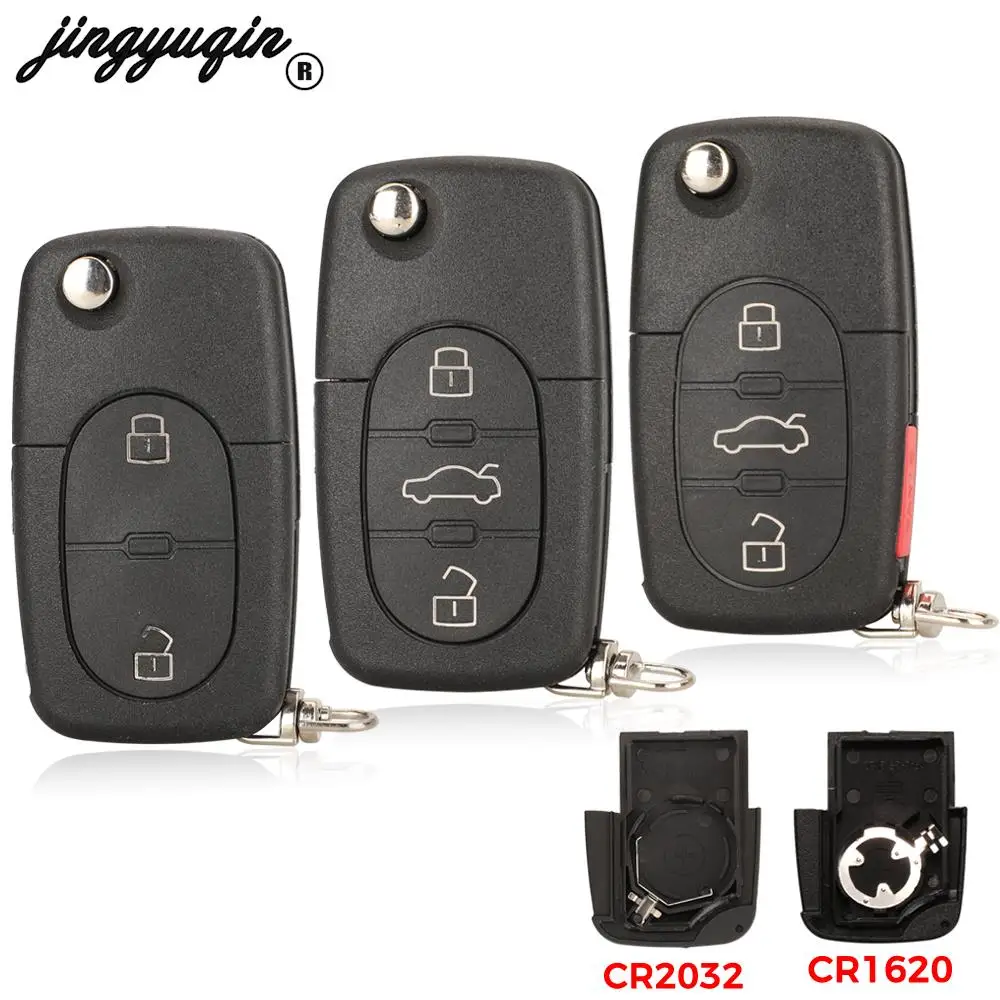 

jingyuqin 2/3/4 Buttons For Audi A2 A3 A4 A6 A8 TT RS4 Switchblader Flip Remote Key Case Shell CR1620 /CR2032 Fob Replacement